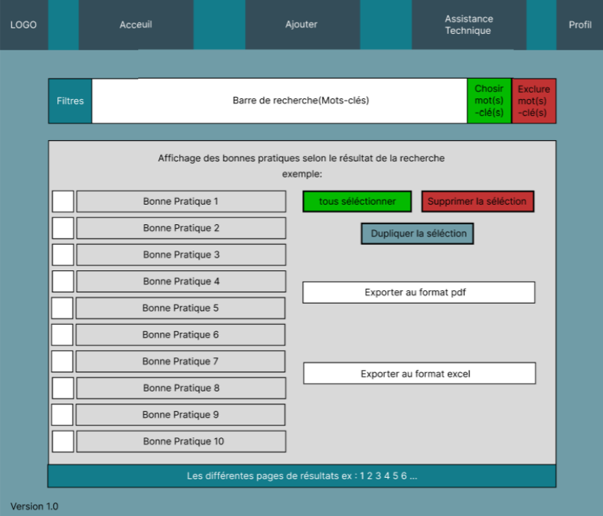 Maquette de l'interface Thales